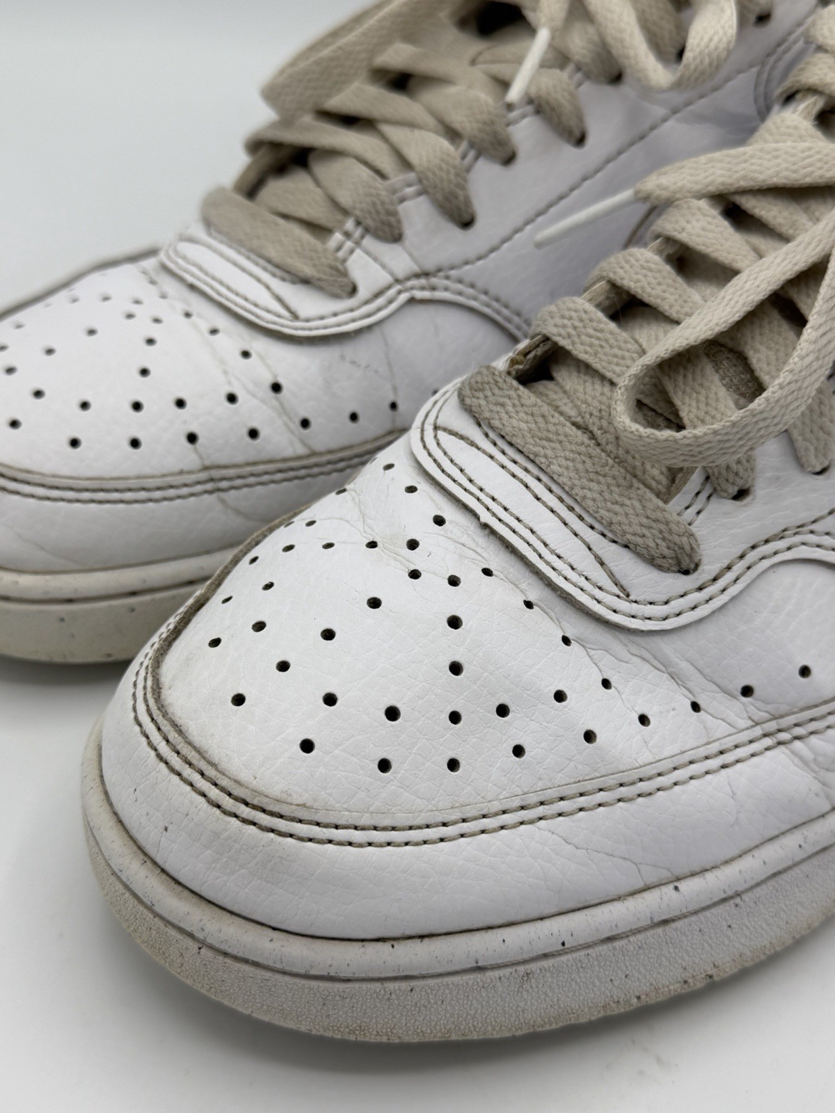 Nike Court Vision Low Men White Leather Sneakers Size 8 DH2987 100