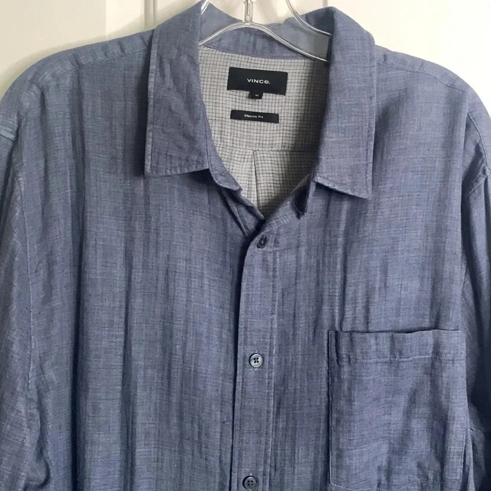 NWOT mens VINCE blue lightweight cotton shirt size XL