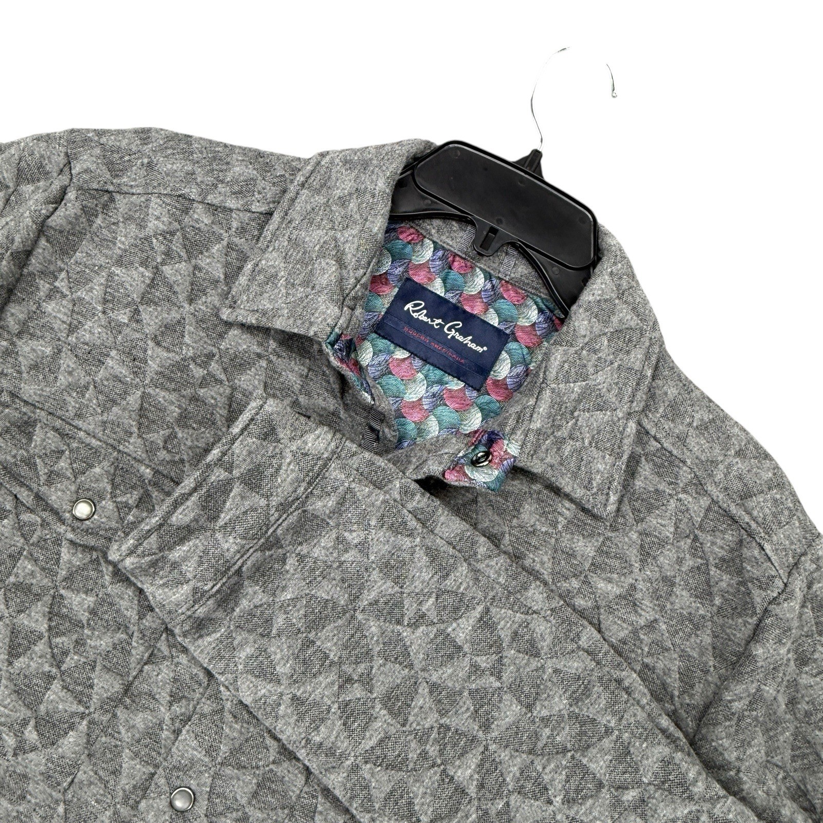 New Robert Graham Mens Modern Americana Pearl Snap Quilted Long Sleeve Shirt S