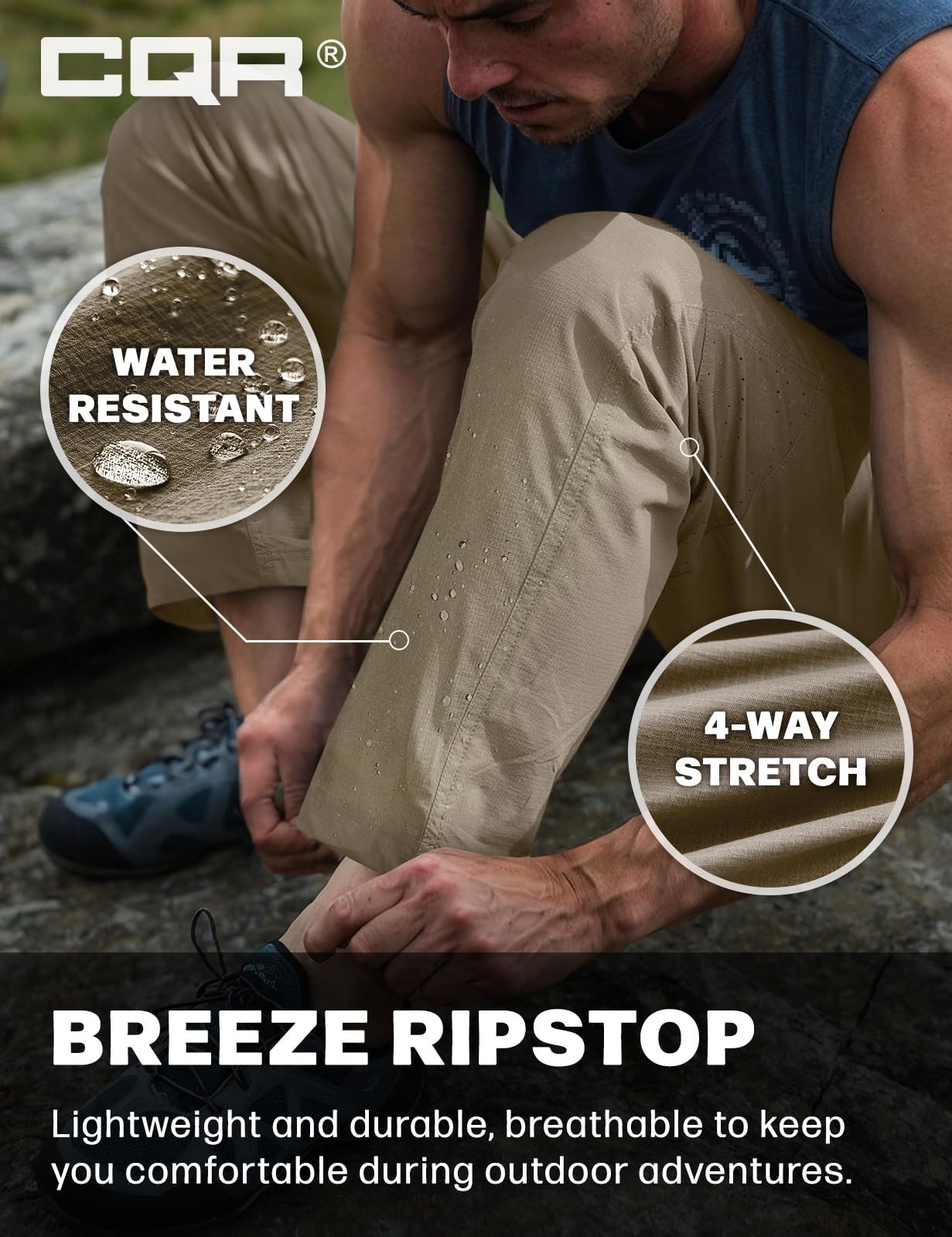 Men’s Lightweight Vent Hiking Pants, Water-Resistant & Breathable Sports Outd…