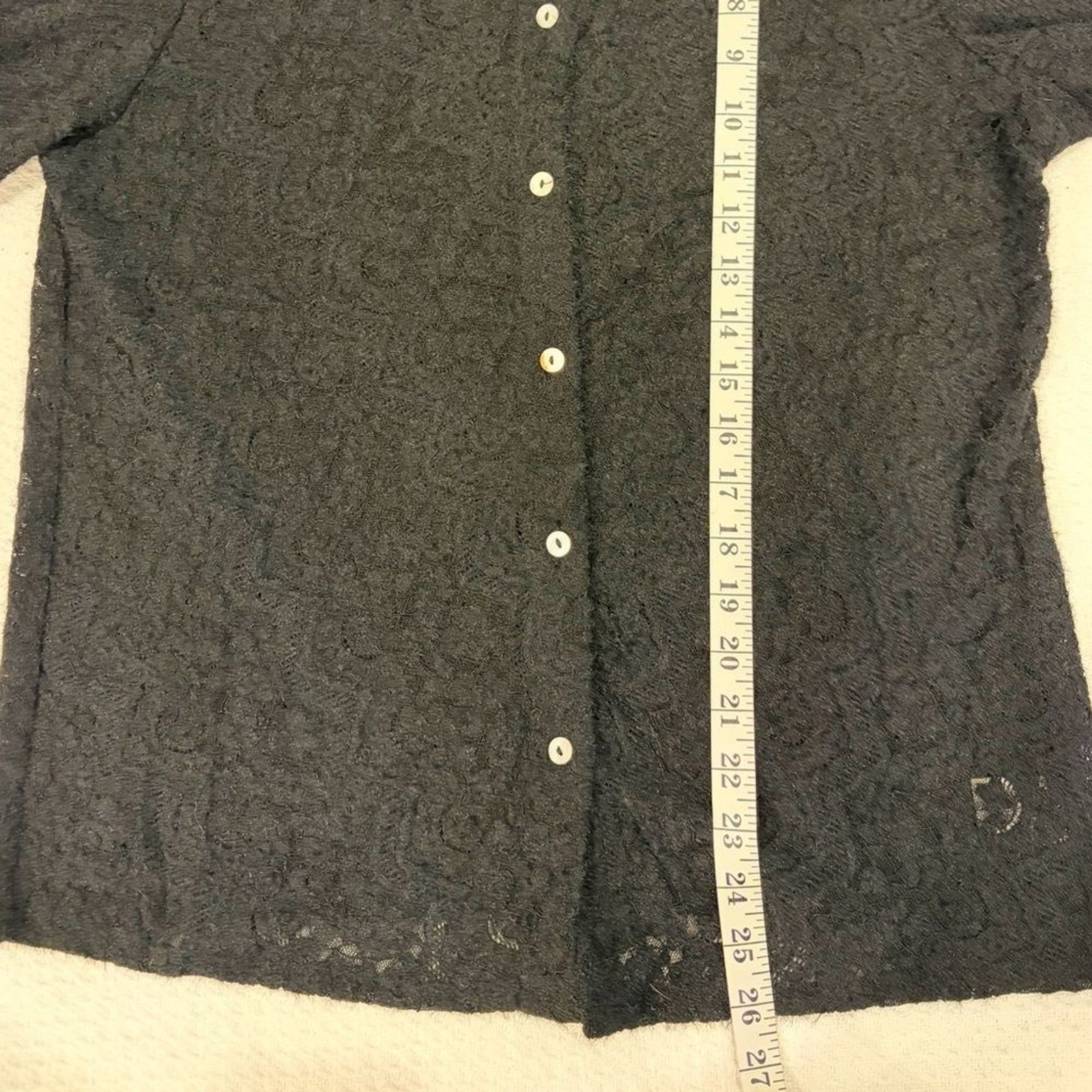 NWT Luxveer Black Lace Whimsigoth Button-Up Cardigan Blouse Large Classy Chic