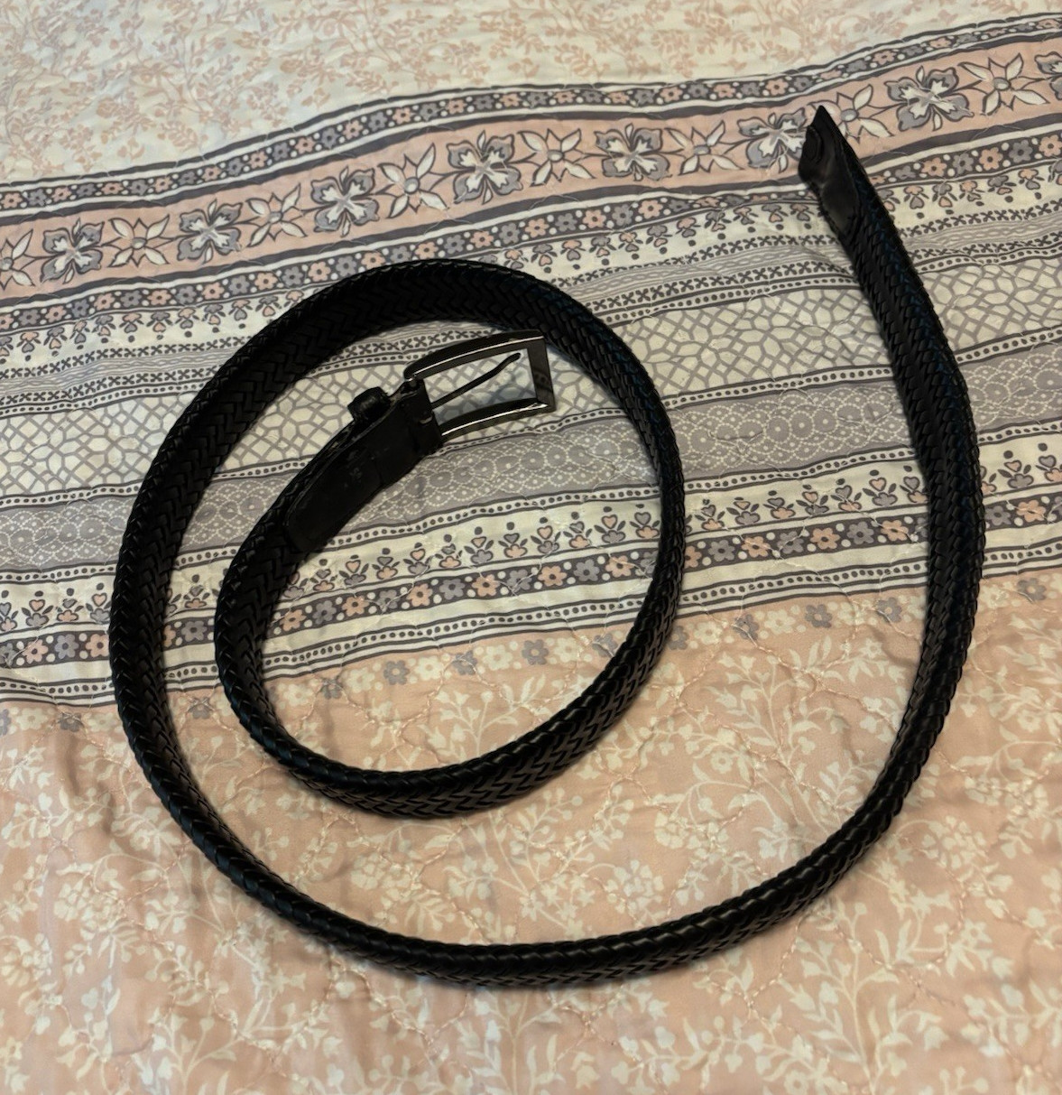 Men’s Black Braided/Woven Belt Genuine Leather size 58 / 60