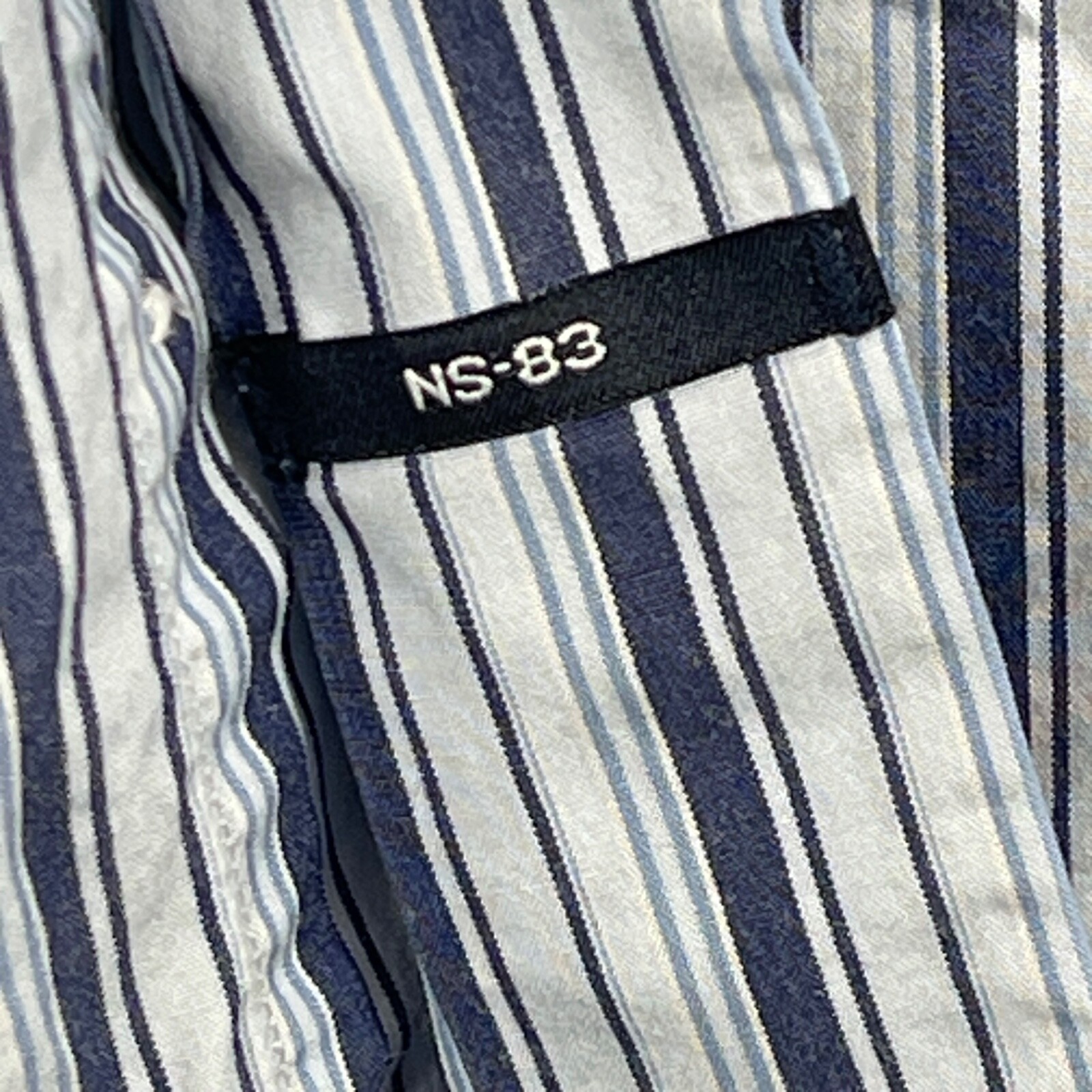 Nautica Shirt Mens Large Blue Stripe Button Up Dress Two Ply Cotton Preppy