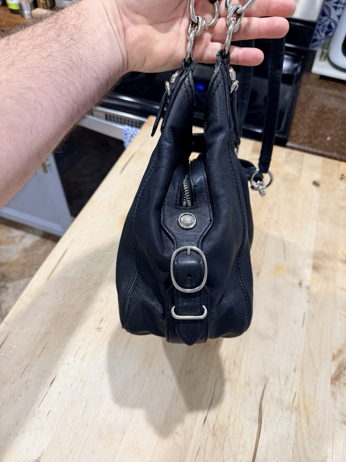 Vintage COACH Madison Mia Maggie Black Leather Shoulder Hobo Bag Large 15742