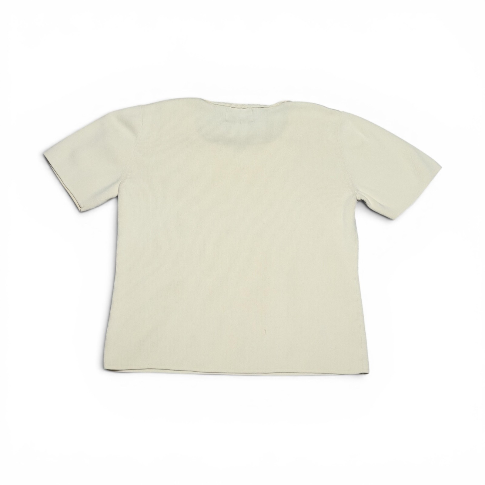 Vintage Sag Harbor Cream 100% Cotton Short Sleeve Top, Medium