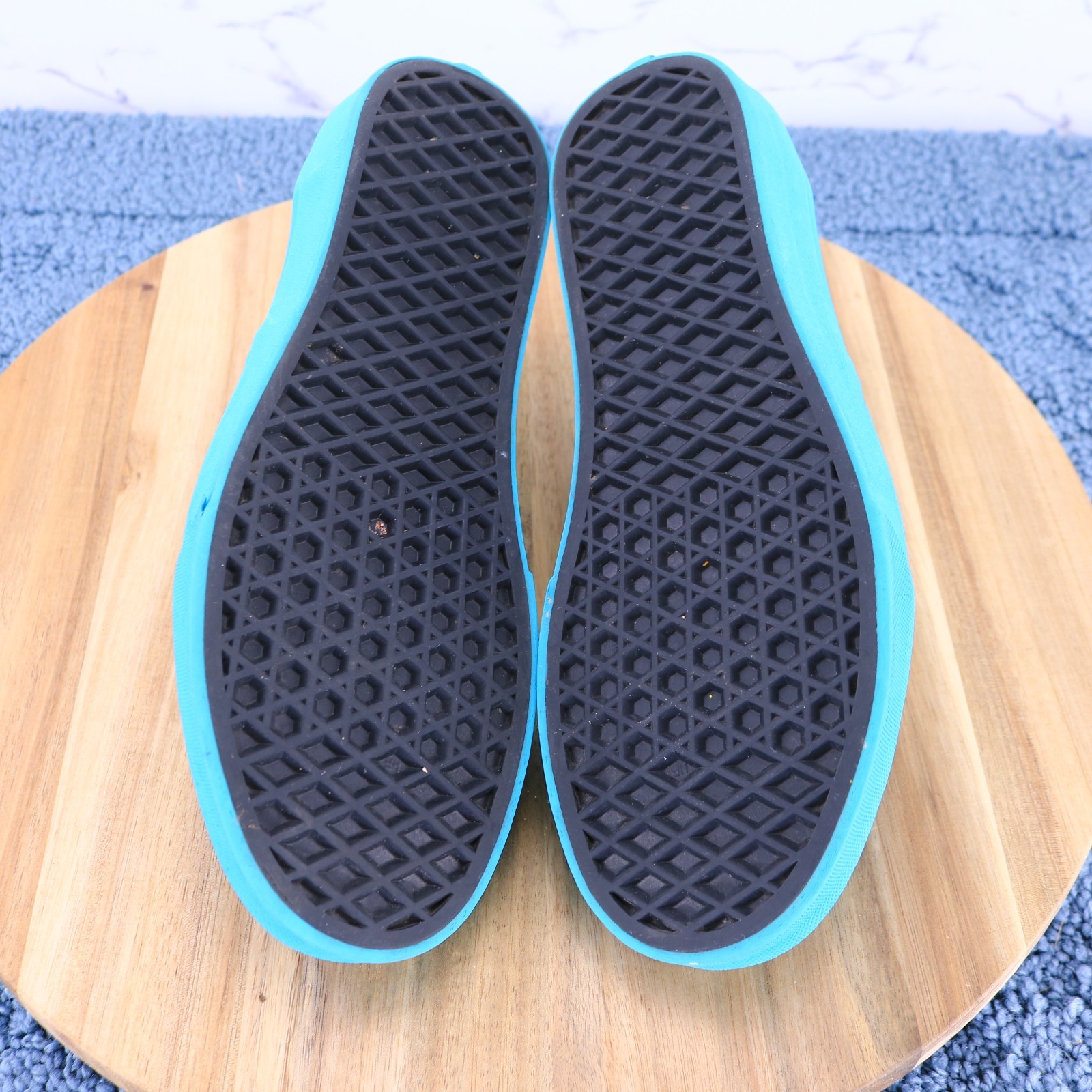Vans Mono Turquoise Blue Low Lace up Canvas Sneaker Shoes Size Men 5.5 / Women 7
