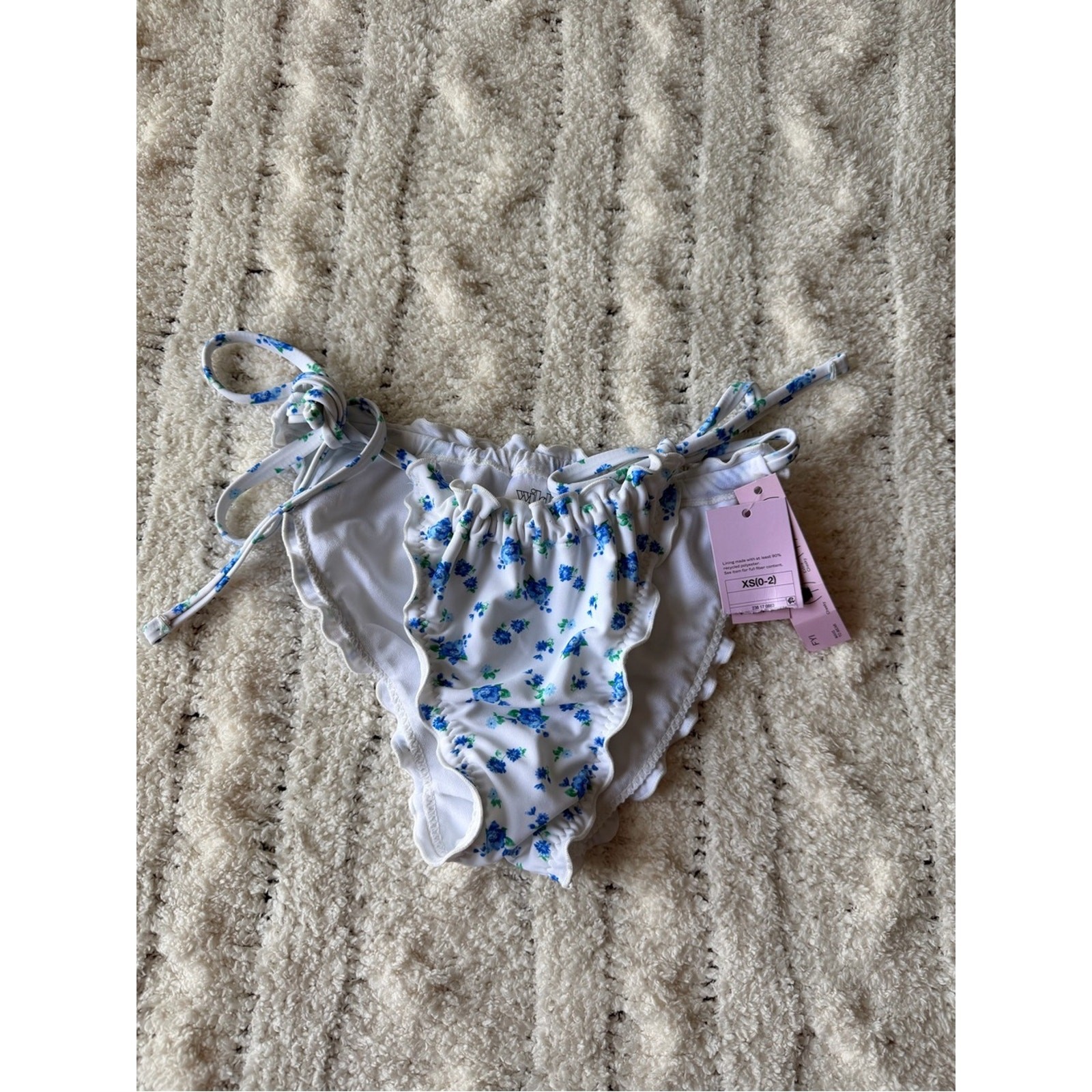 Wild fable floral flower blue bikini bottom size XS adjustable bikini bottoms