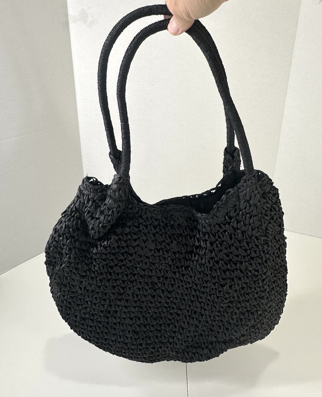 AIZHIYI Straw Beach Bag Black Retro Straw Handbag Hasp Closure Beach Tote