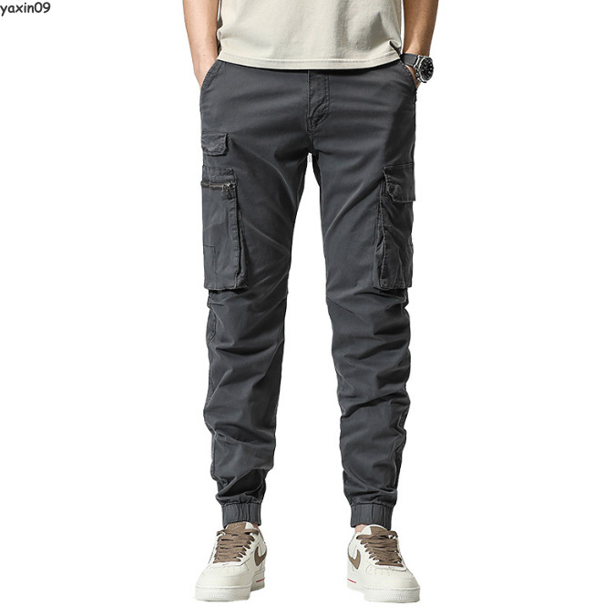Mens Cargo Jogger Pants Slim Fit Pockets Cotton Pants Long tapered Trousers Gift