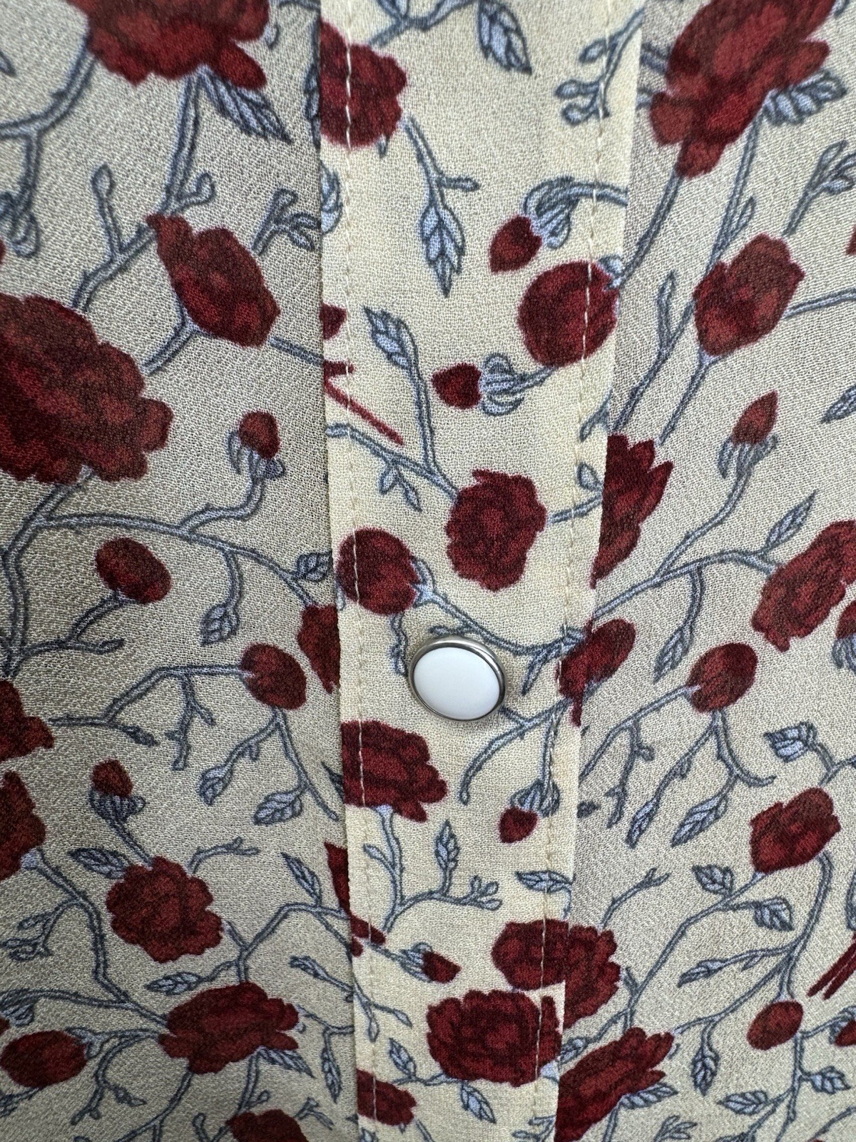 Rag & Bone NWT Farren Red Floral Western Inspired Viscose Shirt Pearl Snap M