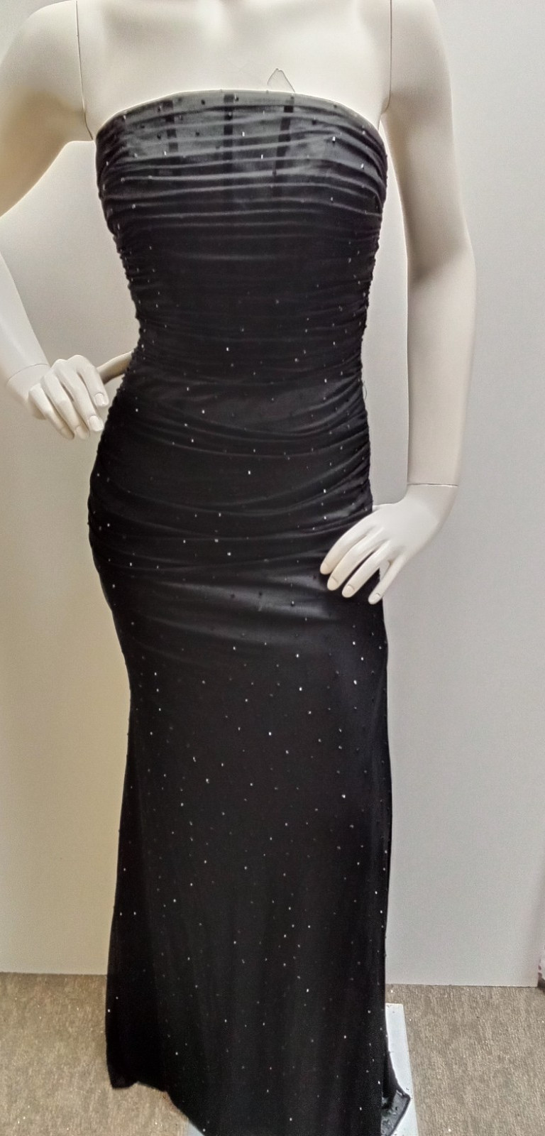 Long Strapless Beaded Dress