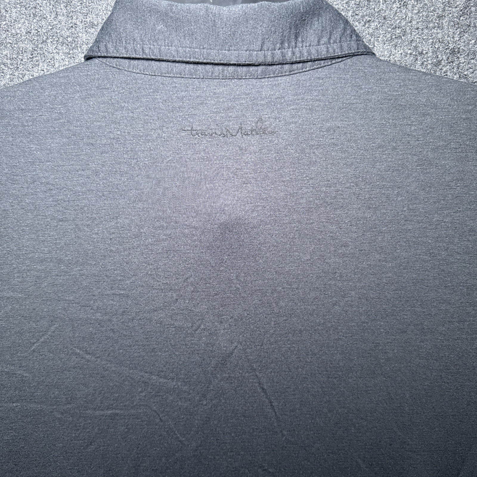 Travis Mathew Polo Shirt Men’s Large Gray Striped Gray & Red With Black Logo