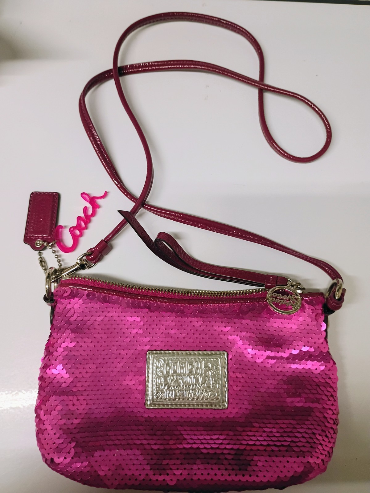 Coach 44925 Poppy Sequin Spotlight Pink Y2K Limited Edition Crossbody STUNNING