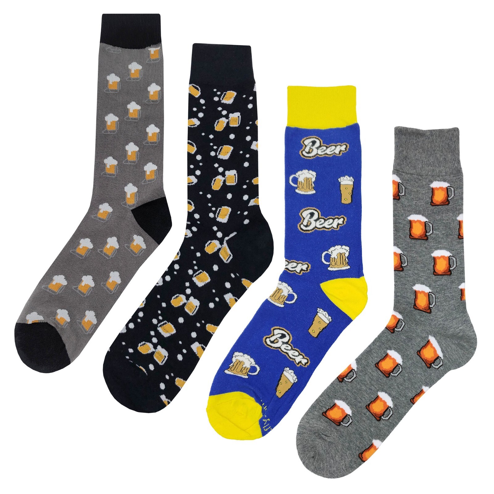 NWT Beer Dress Socks 4 Pack Novelty Men 8-12 Crazy Fun Sockfly