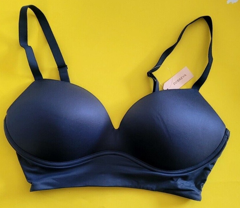 DOBREVA Women’s Push Up Wireless Bra Padded T Shirt Bras No Underwire Plunge/ 8