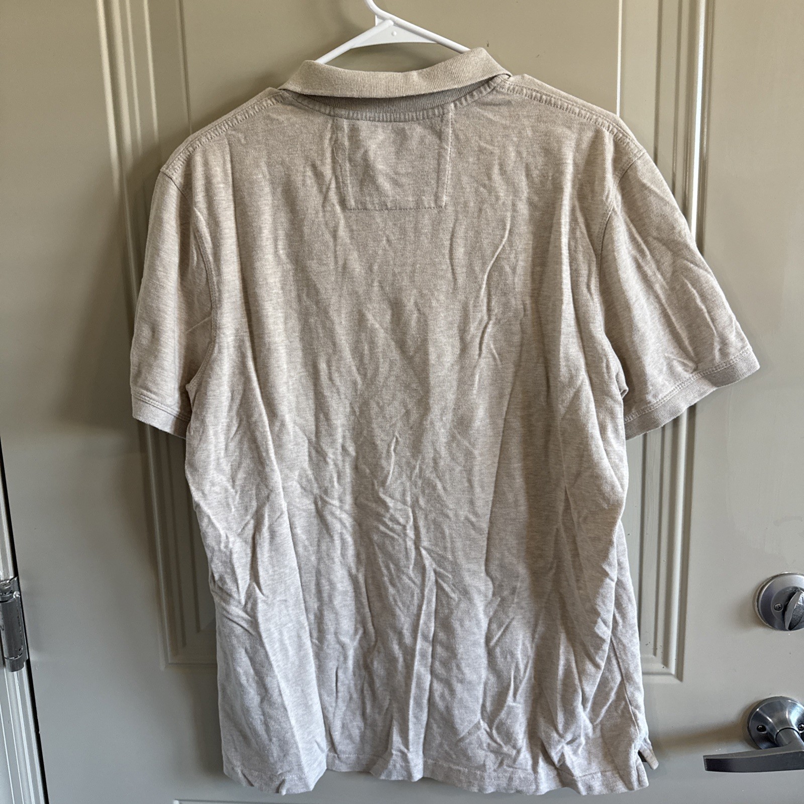 Banana Republic Polo Shirt Men’s Large Tan Pique Organic 100% Cotton Preppy