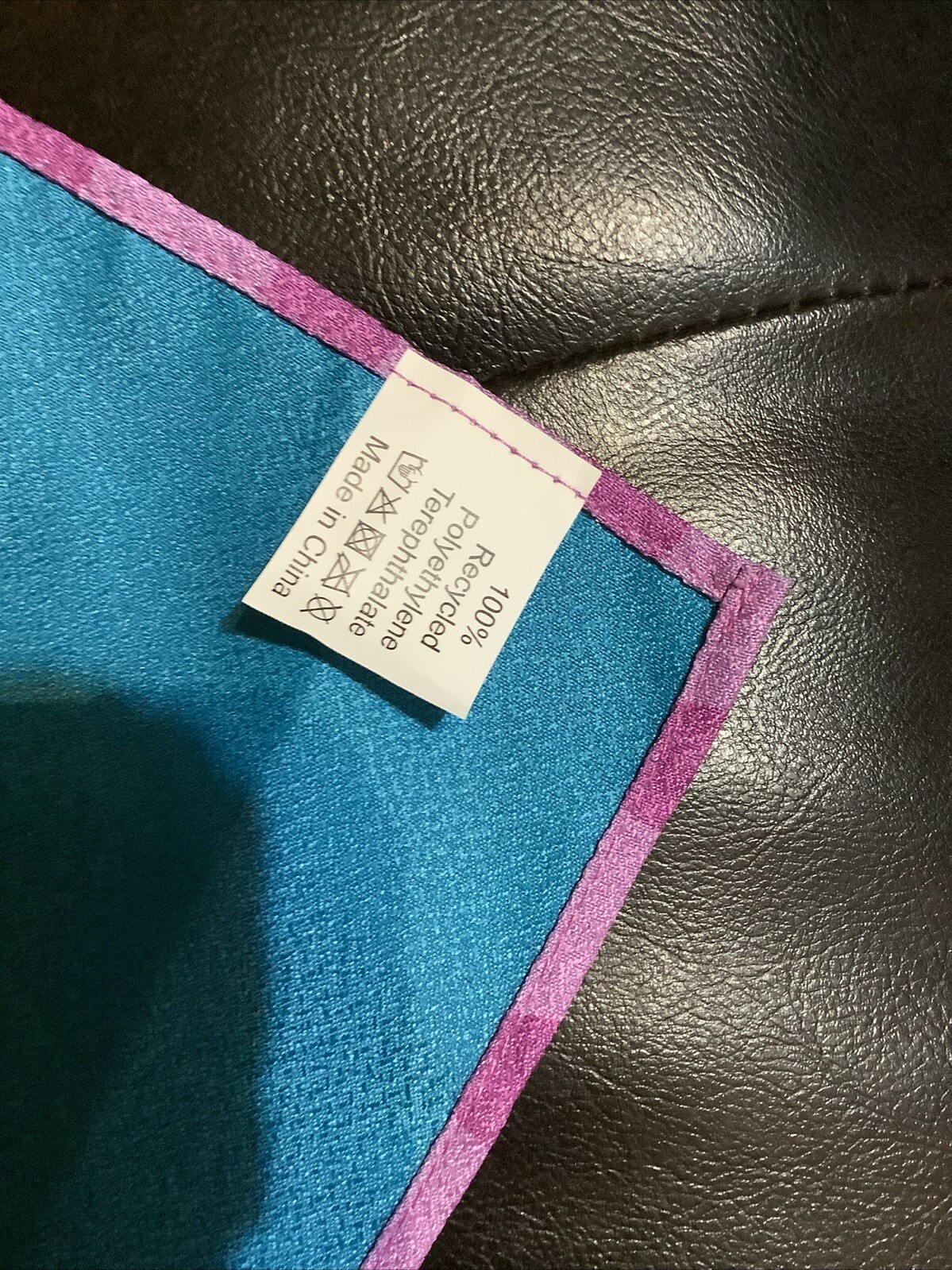 Tatcha 21in. X 21in. Reversible Scarf Purple Pattern/Blue ~ Logo