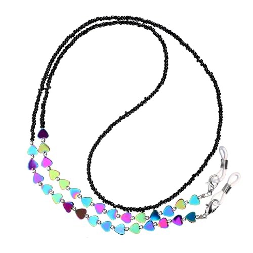 Beaded Eyeglass Chain Eye Glasses Holders with Heart-shaped Beads, Mask