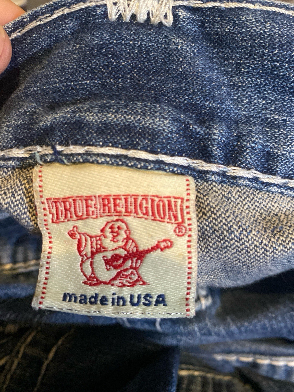 VTG True Religion Bobby Super T Jeans 38×26.5 Made in USA Thick White Stitch Y2K