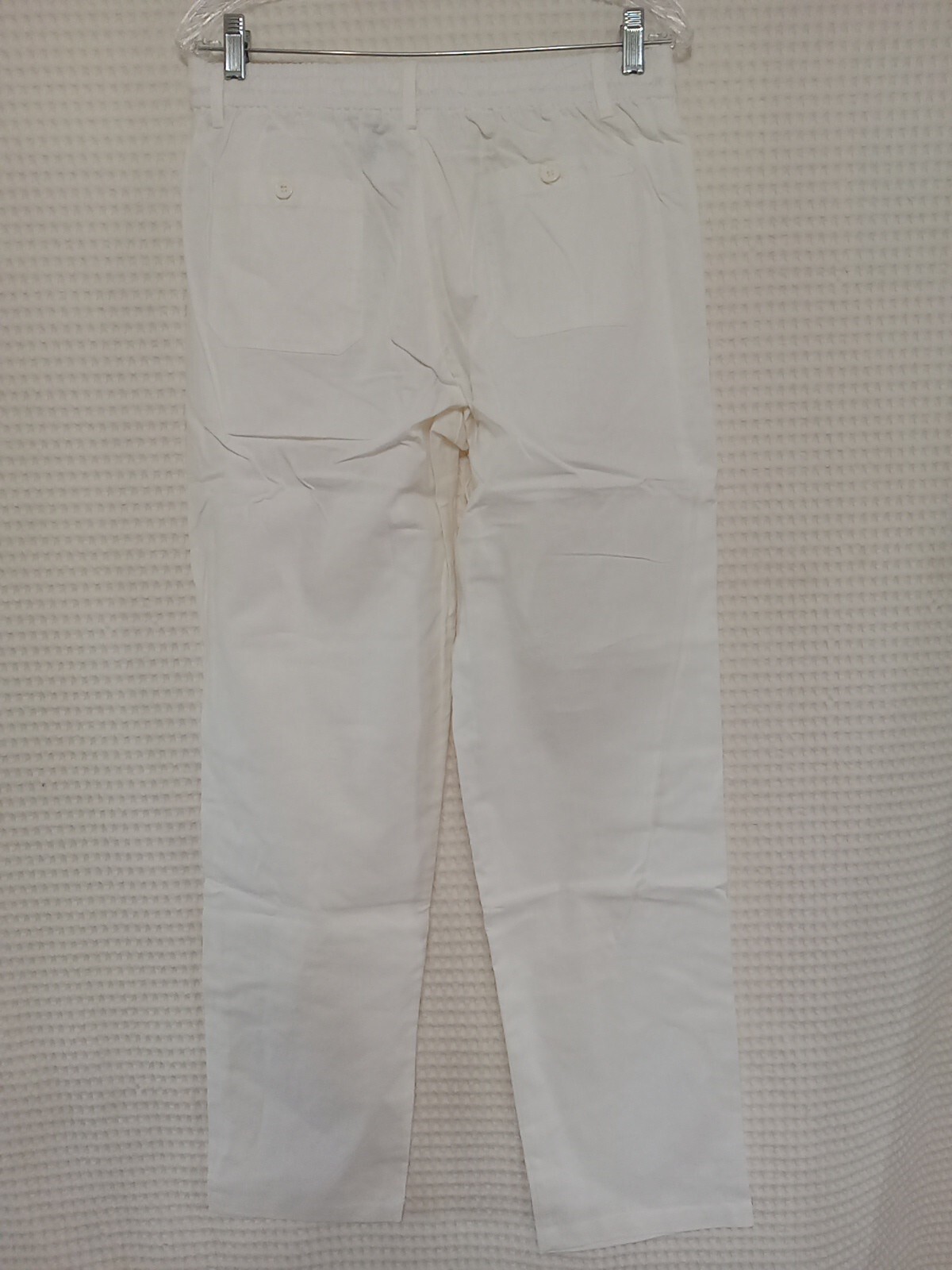 Hat And Beyond Linen Cotton Elastic Waist Drawstring Pants Ivory Size Medium