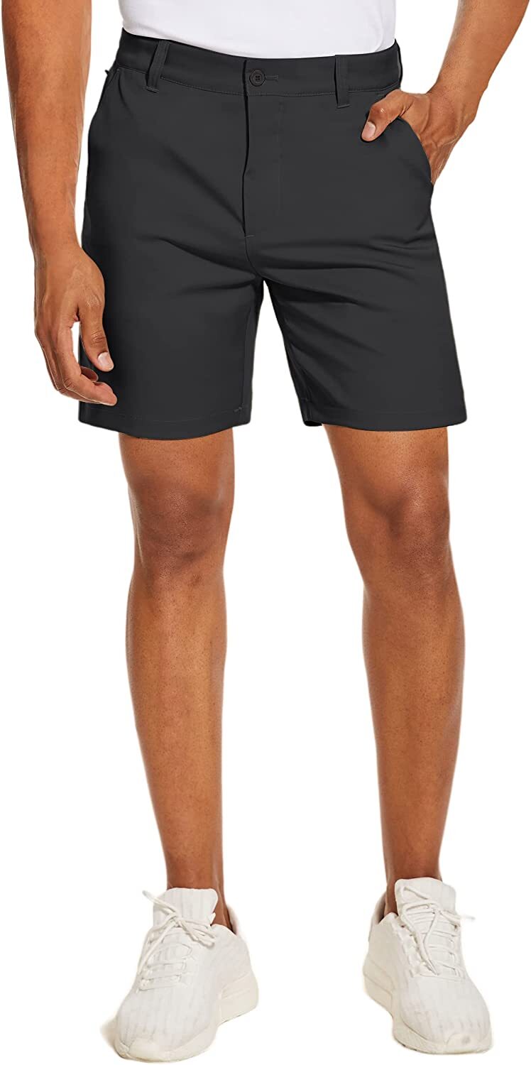 Men’s Golf Shorts Flat Front Lightweight Quick Dry Pockets Flex Dress 7” Pants