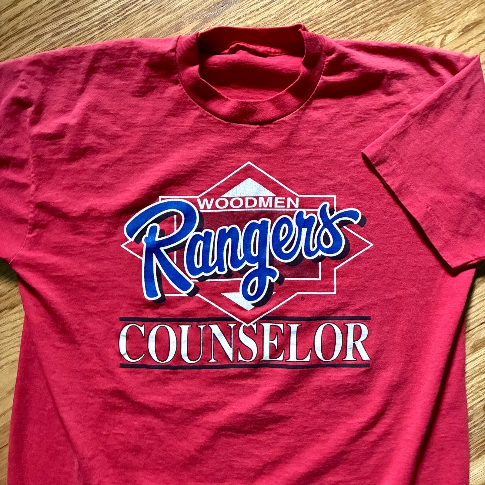 VINTAGE 90s Woodmen Rangers Red Single-Stitch T-shirt Size XL