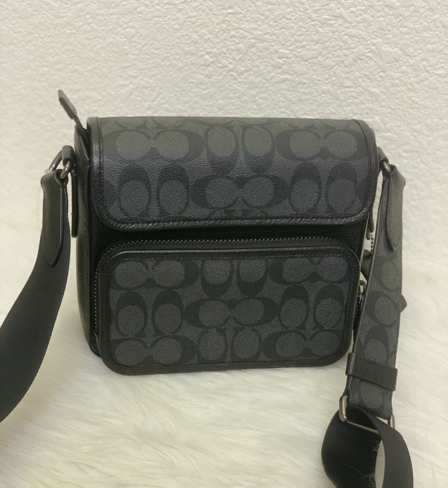 Coach C9870 Sullivan Flap Crossbody In Signature Canvas IN Black Charcoal