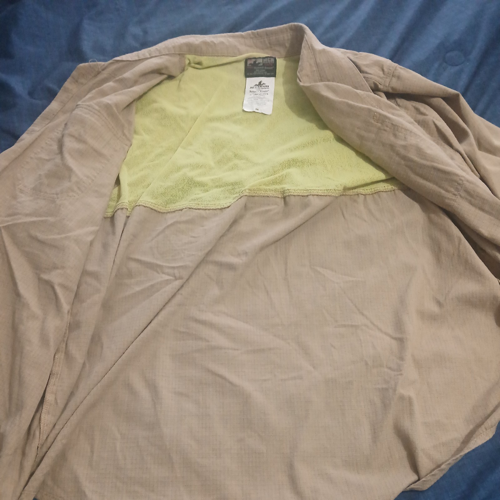 MCR Safety Mens 3X Summit Breeze FR Shirt Button Down Khaki Vented Mesh CAT 2