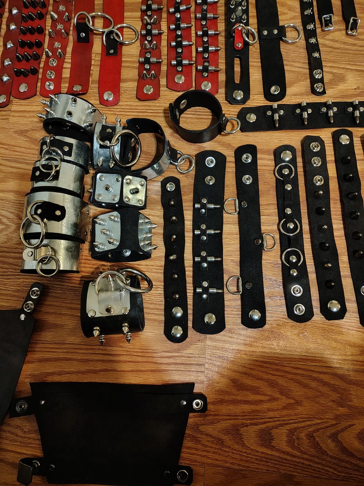 HUGE LOT of Leather Accessories Cuffs Collars Gauntlets Belts Wallets Goth Punk