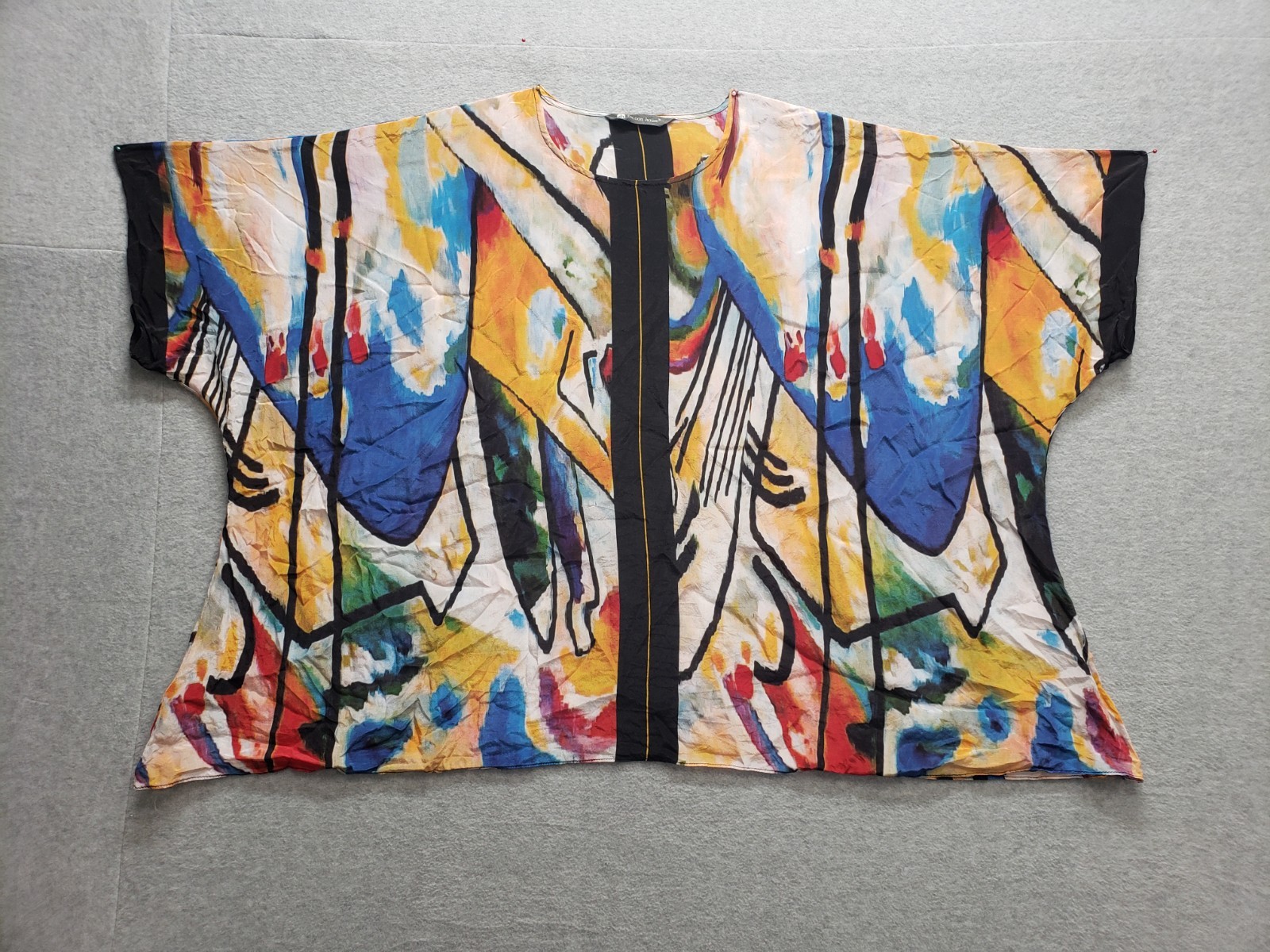 Cocoon House Women Kimono Top One Size Multicolor Kandinsky Print Logo Casual