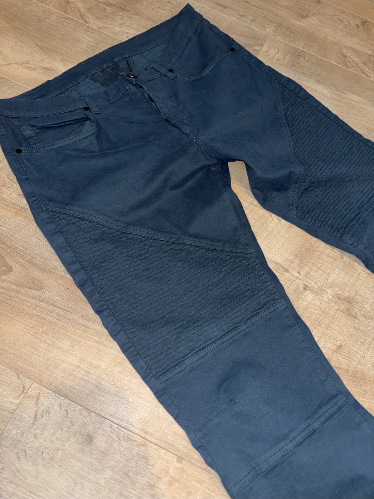NWT Versace Collection Navy Stretch Moto Pants Size 35×32 MSRP $795