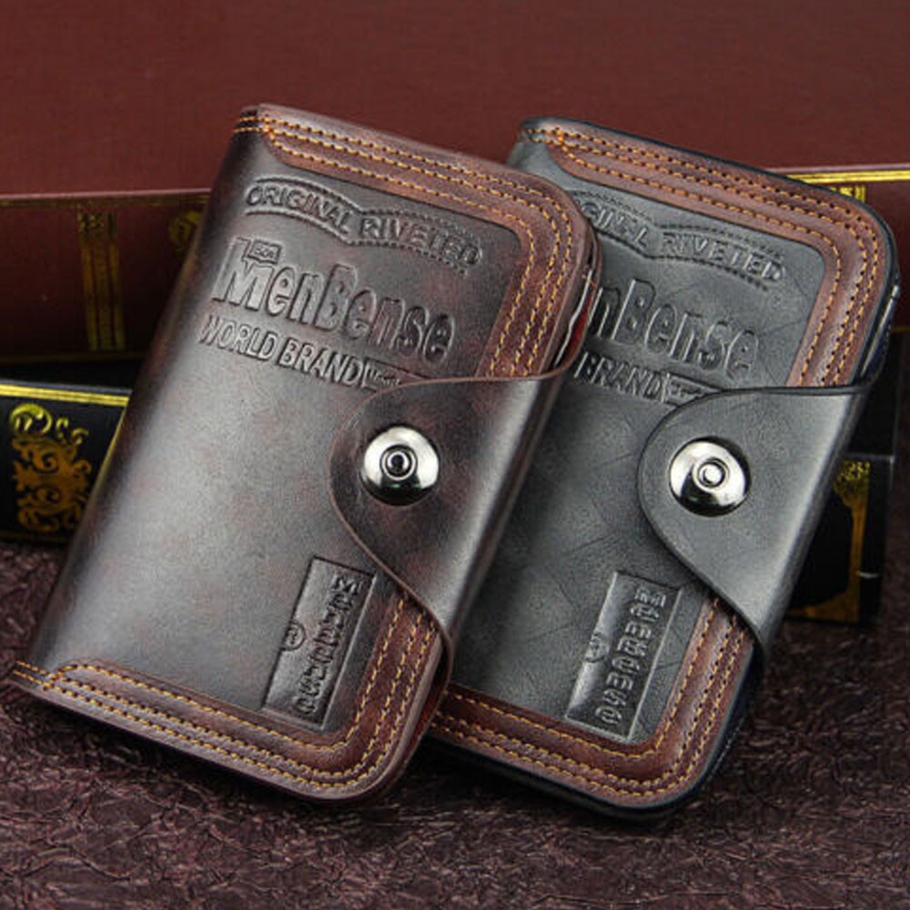 Credit Card Holder Wallet With Hasp Men’s S4 Retro Leather Vertical Section US