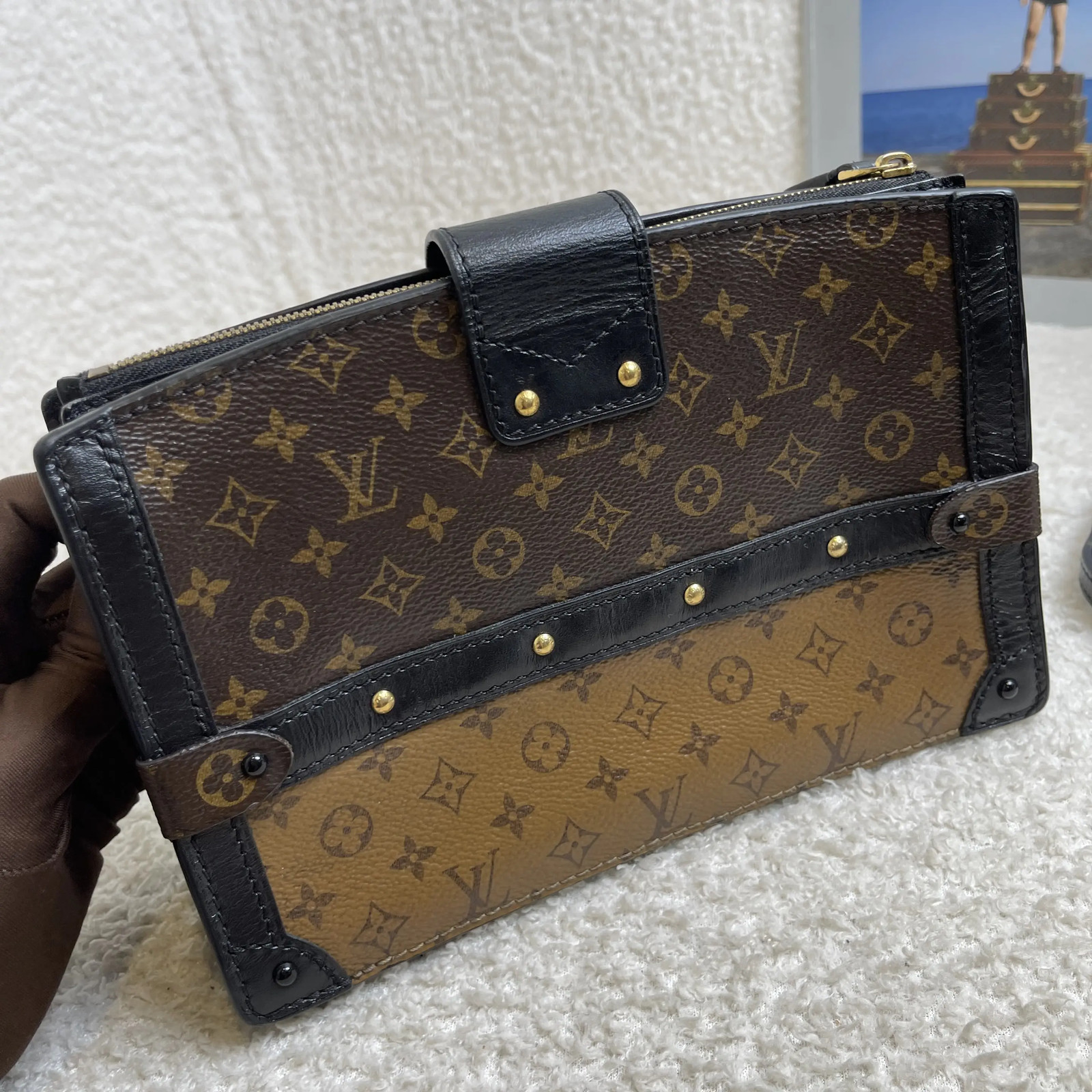 Louis Vuitton Monogram Black Trunk Clutch Soft Box Bag