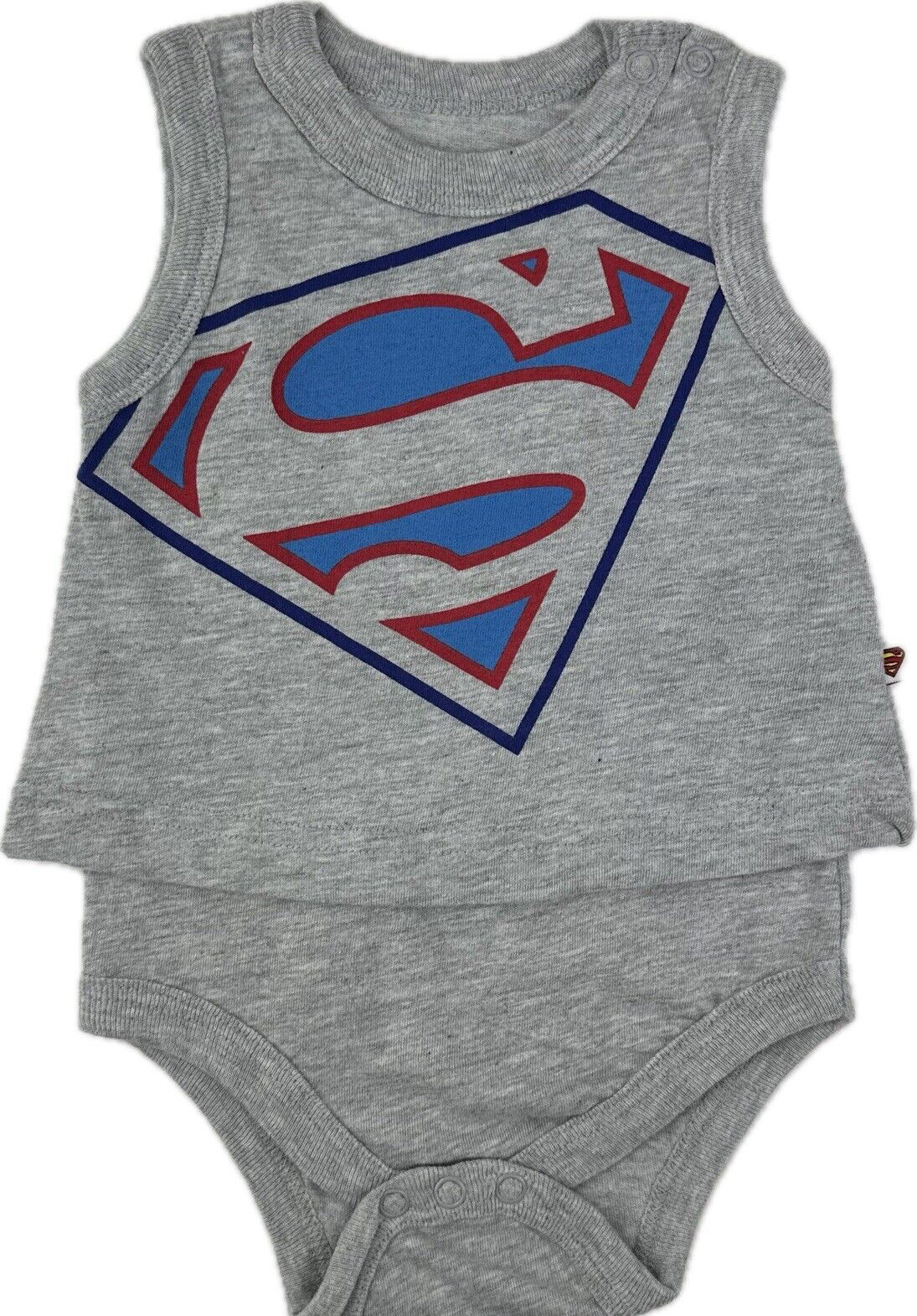 DC Comics Baby 2 Pc Grey Blue Cotton Superman Tank Top Bodysuit Shorts Set 0-3 M
