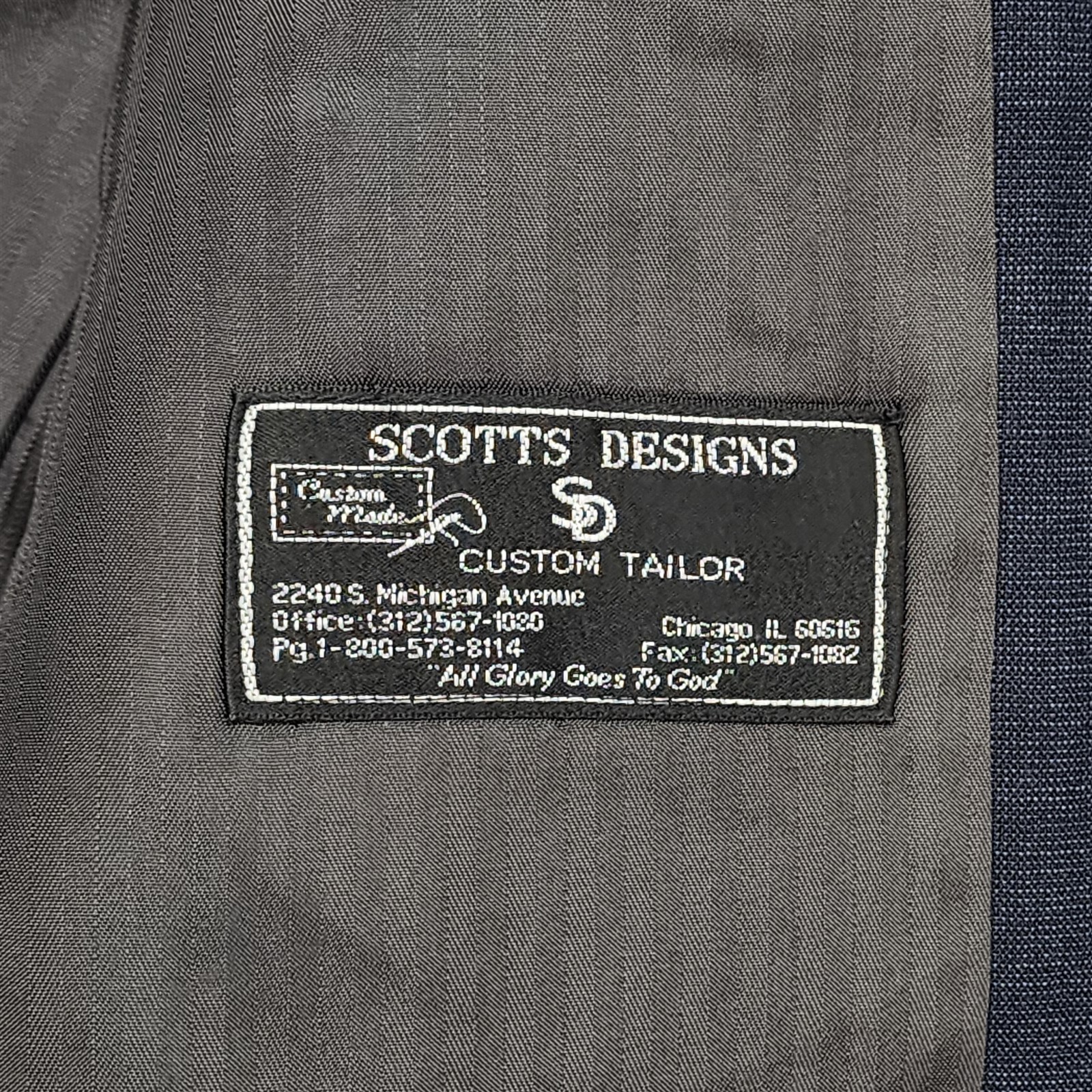 Bespoke Angelico 42L 32×30 Dark Blue Nailhead Super 100’s Wool 3Btn Mens Suit