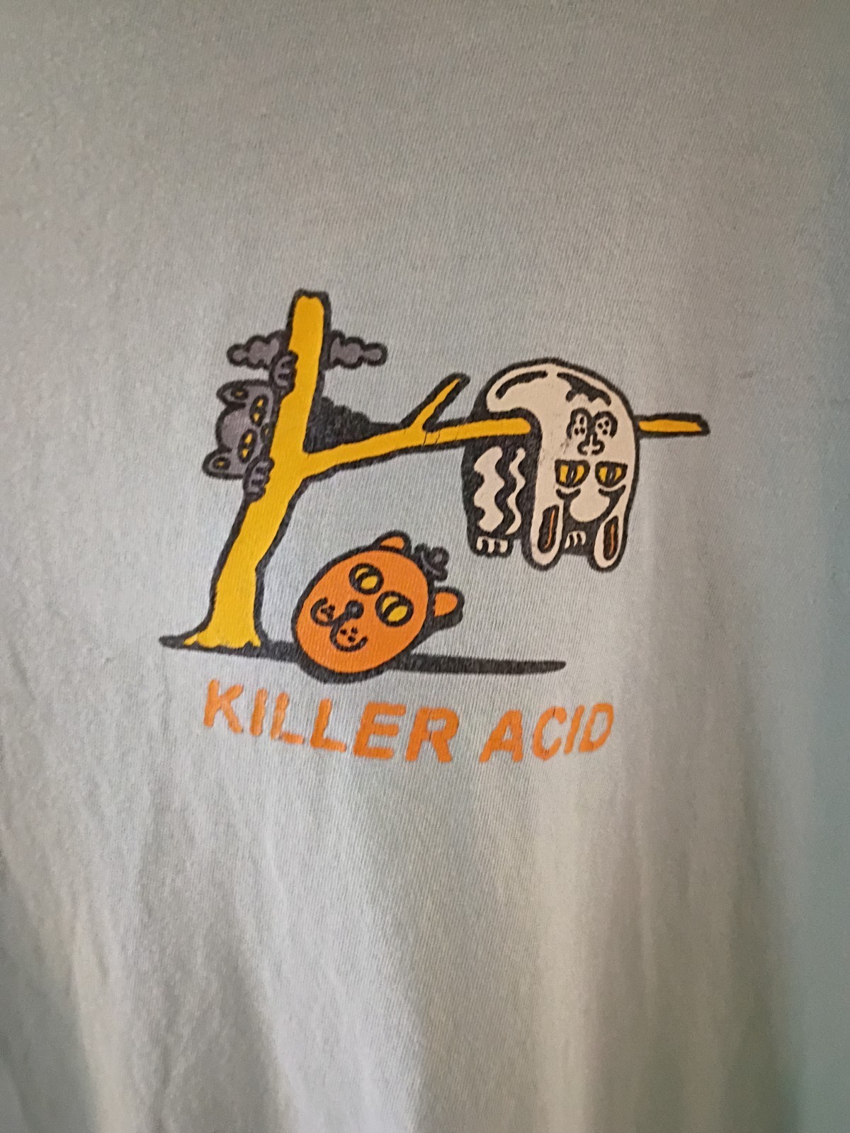 Killer Acid Melting Cat Light Blue T-Shirt XL