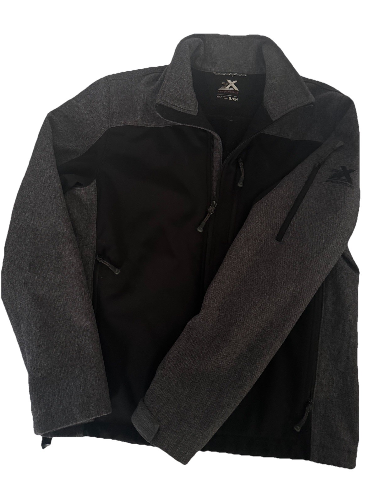 ZeroXposur Softshell Jacket Men Small Softshell Jacket Gray Black Full Zip