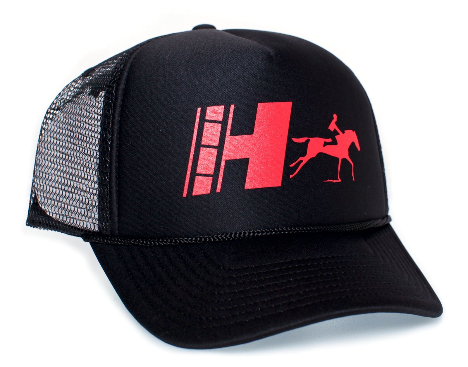 Haywood’s Ranch Hat Hollywood Horses Country Trucker Cap Printed Solid Black