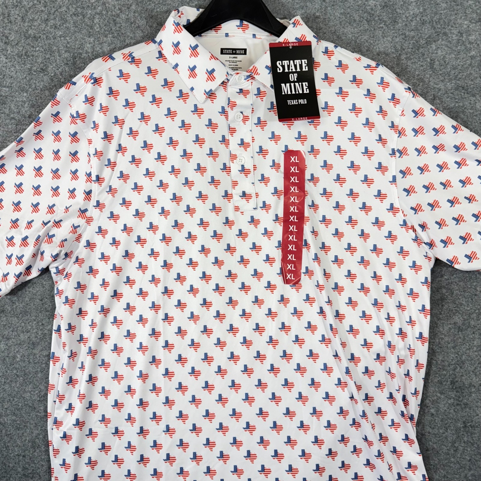 State Of Mine Texas Performance Golf Polo Shirt Mens XL White Short-Sleeve NWT
