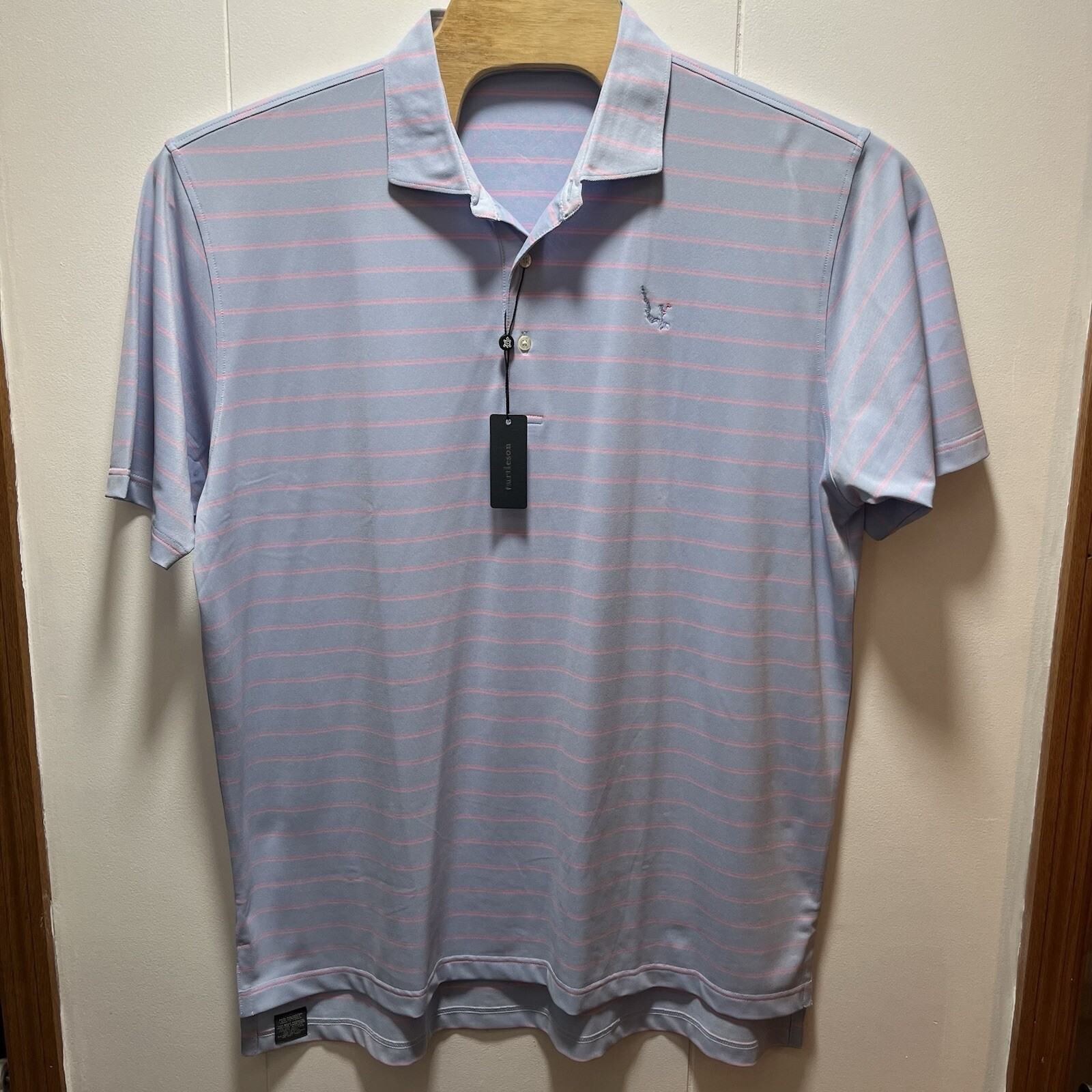 Turtleson Bowen Stripe Oxford Performance Polo Sky/Orchid Size 2XL XXL NEW