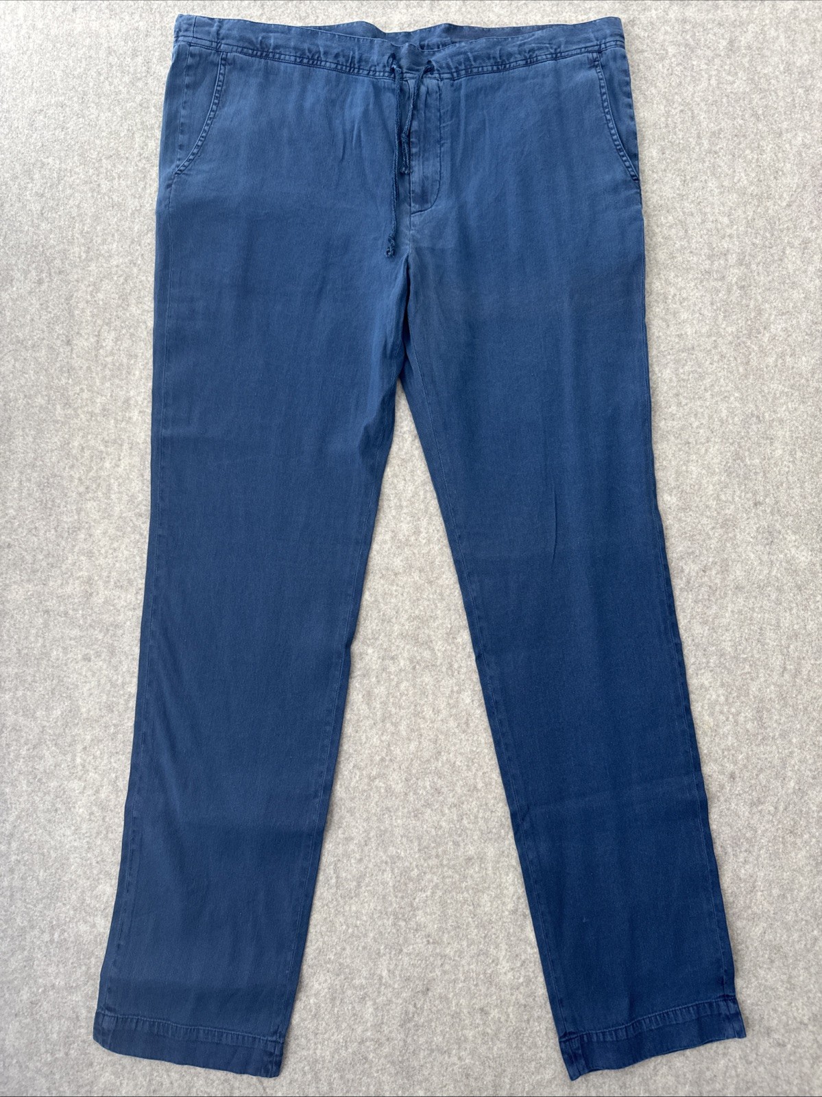 Haspel Corded Linen Blend Drawstring Trouser Blue Slim Fit Mens 36 New