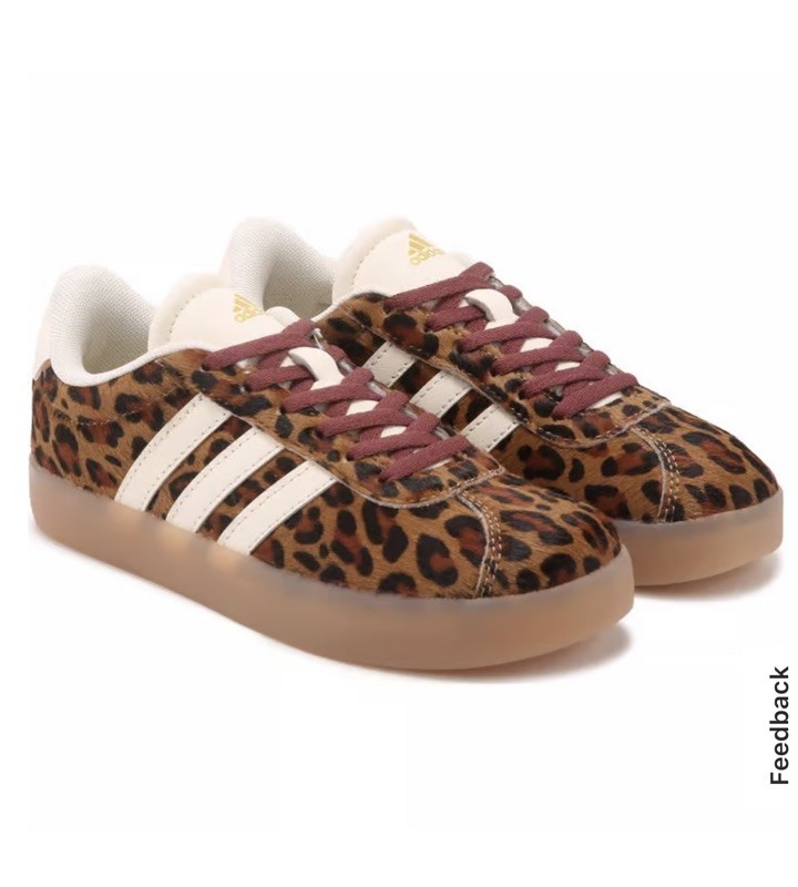 Adidas VL Court 3.0 Kids Leopard Print Girls Size 11K NIB