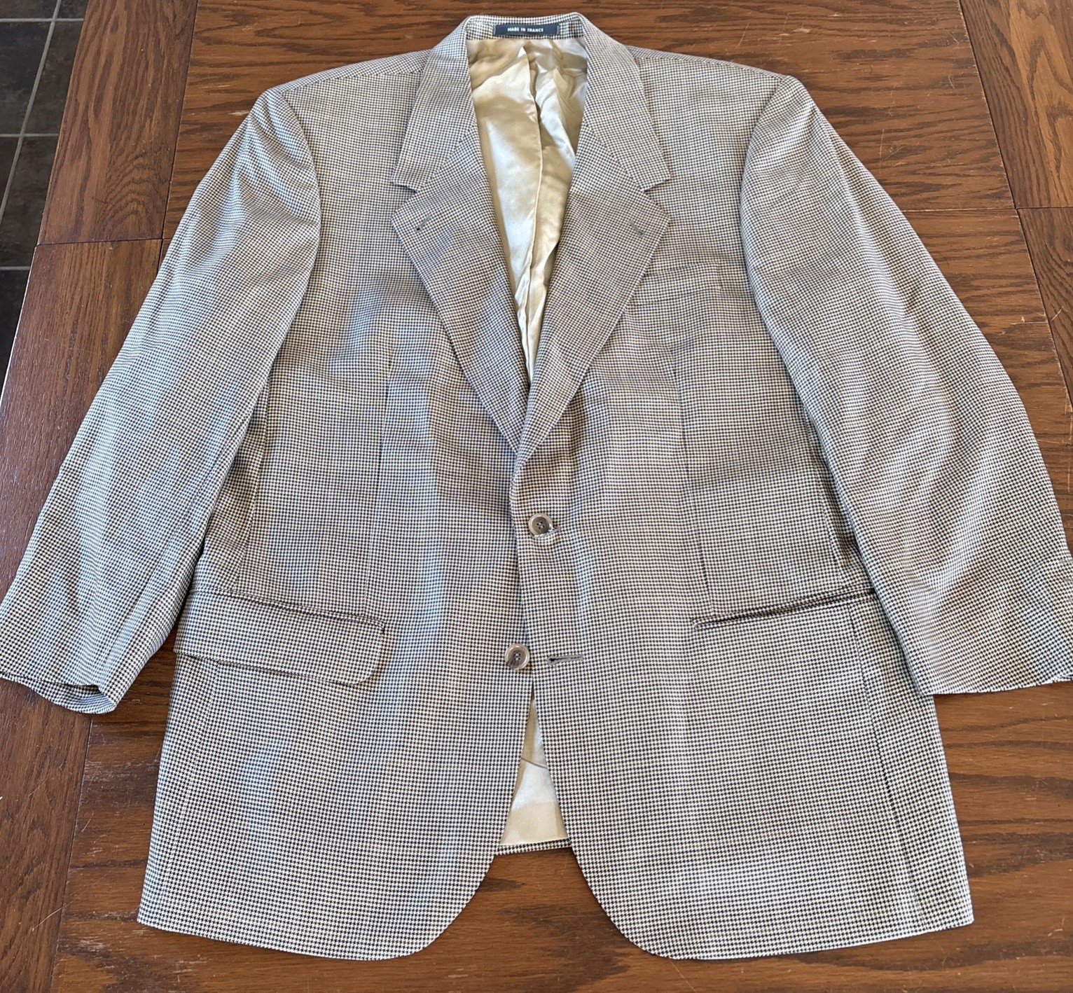 E Thomas Hounds Tooth Blazer Jacket Silk And Wool