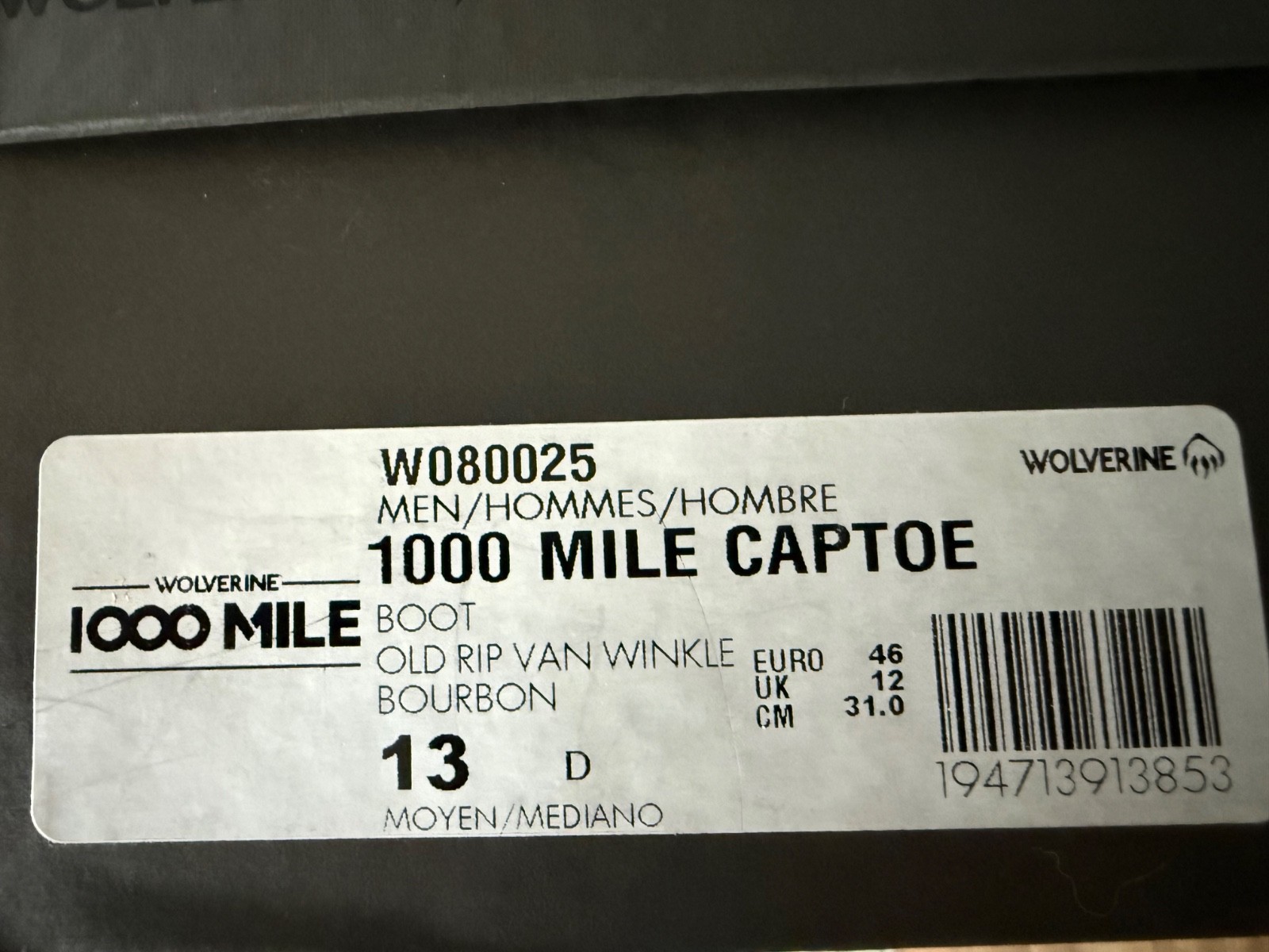 Wolverine 1000 Mile Boots – Rip Van Winkle Distillery – Bourbon color. *NEW*