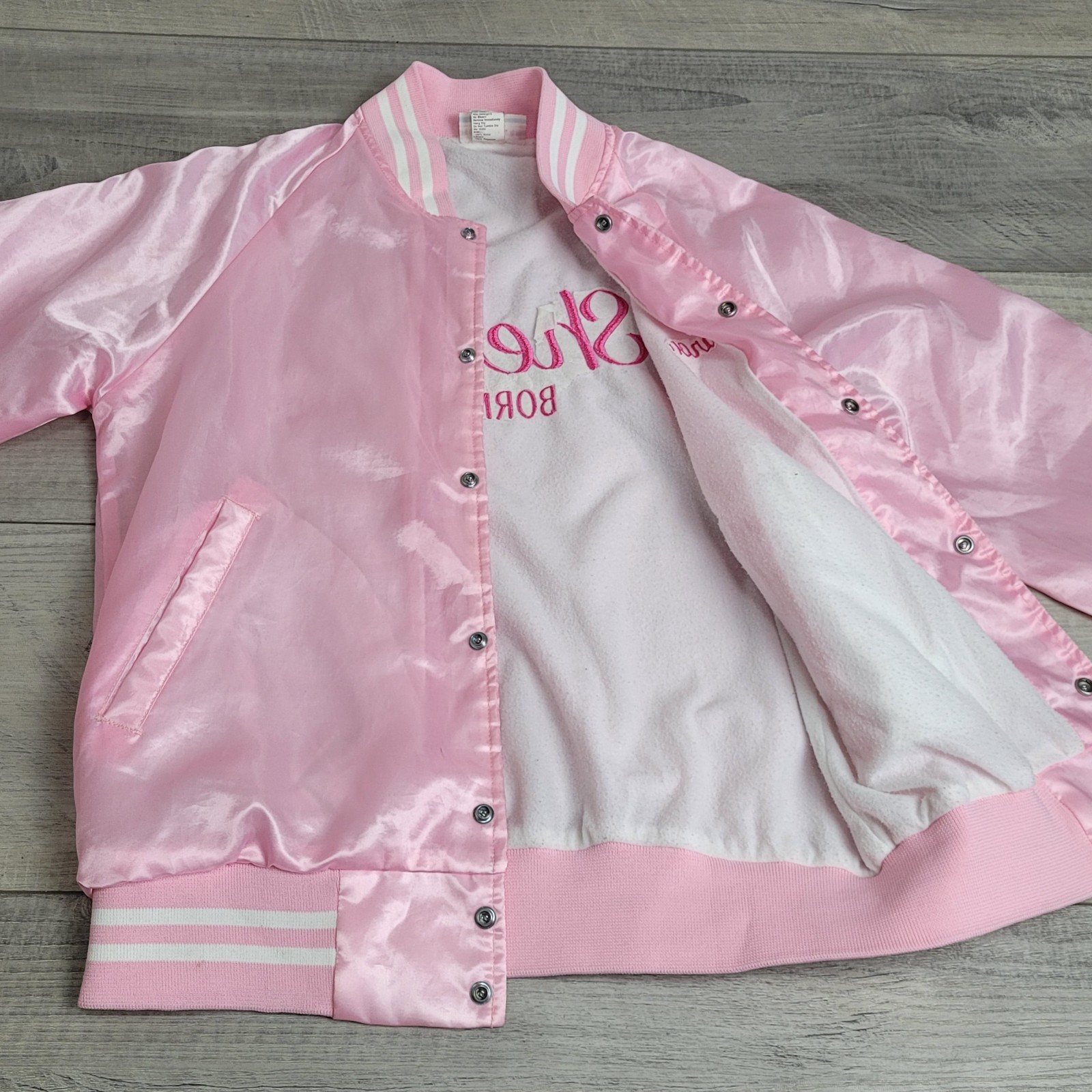 HARTWELL Bomber Jacket Womens Small Pink Satin “Sheri’s Born to Dance” (c-video)