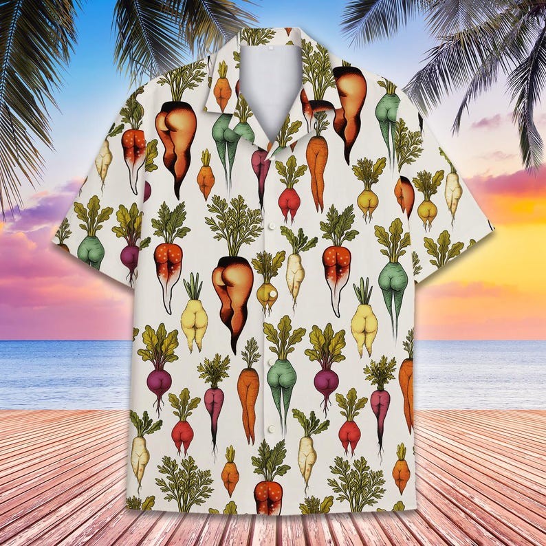 Funny Vegetable Hawaiian Shirt | Tropical Garden Aloha Button Up