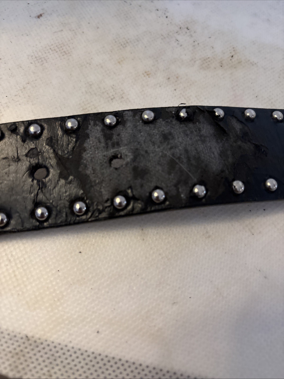 Studded leather and man-made material belt fit 35 inch to 40 inch waist 1.5” W