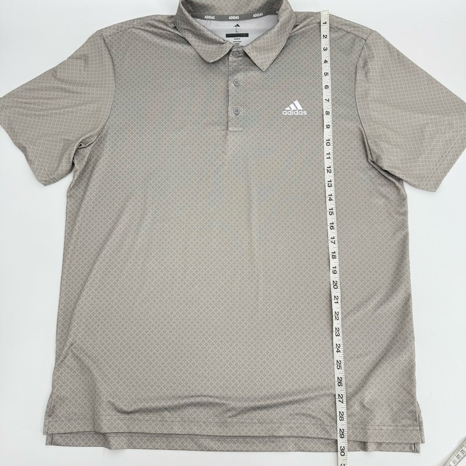 Adidas Men’s Golf Ultimate Gray Dot Print Polo Top Size L