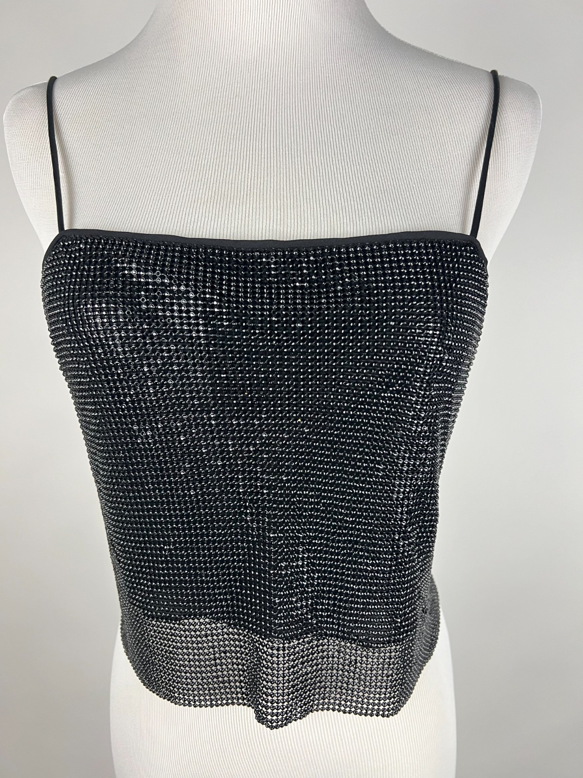 *NWT* ALICE + OLIVIA ‘Grazi Embellished Spaghetti Strap Top’ – S, Black