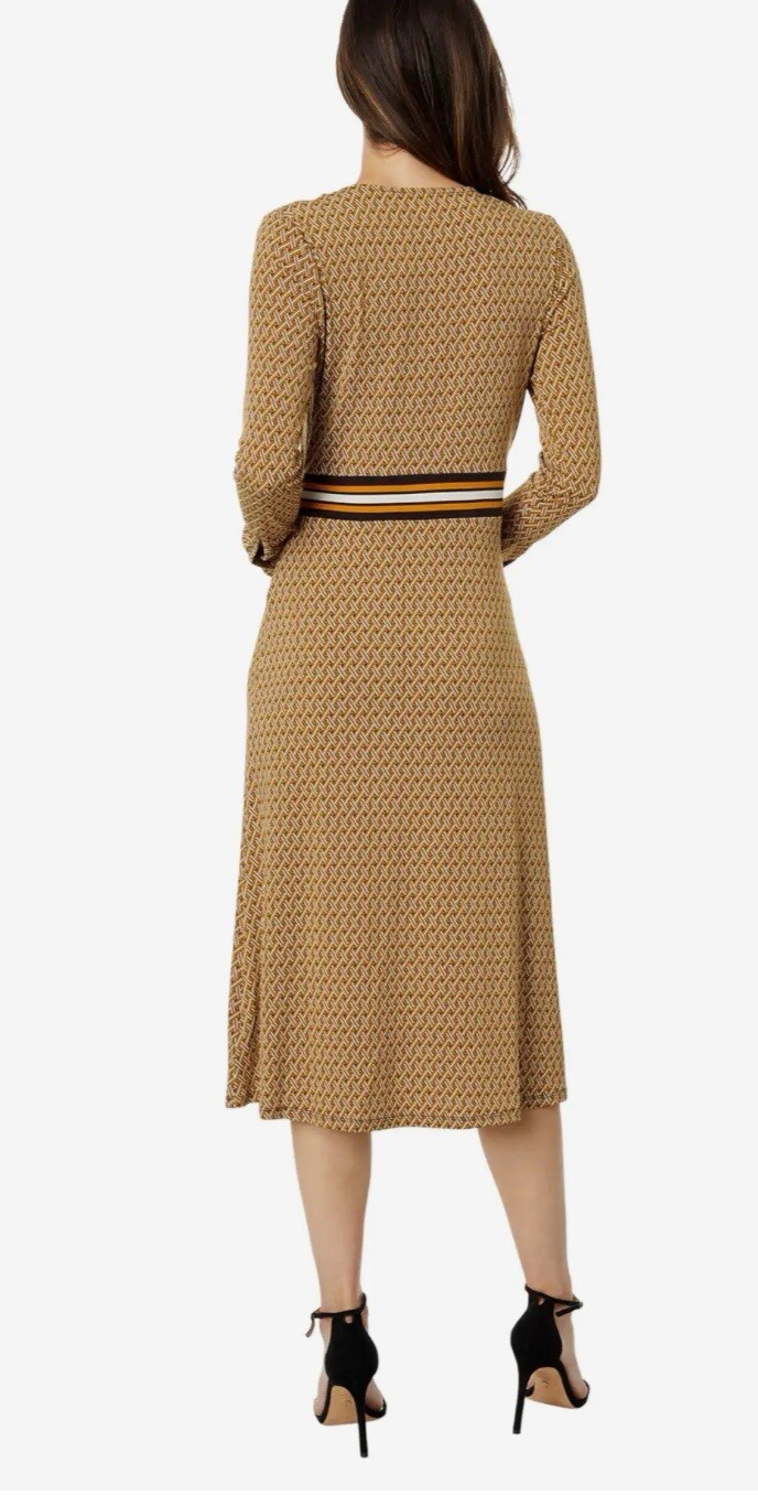 Michael Kors dress Border Print Faux Wrap Dress Marigold logo 2025 collection L